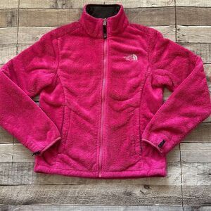The North Face Women’s Hot Pink Barbie Teddy Fuzzy Soft Fleece Zip Up Jacket | S